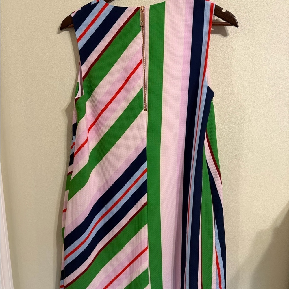 Ted Baker London Stripe Dress sleeveless Blush Pink Kelly Green Navy (US size 4) - Picture 11 of 12